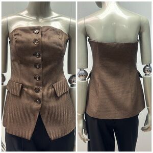 After Work Houndstooth Blazer Bustier